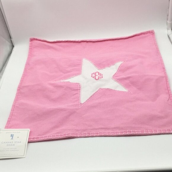 Pottery Barn Kids Canvas Star Pink  White Pillow Sham 16 in x 16 in - Picture 1 of 9
